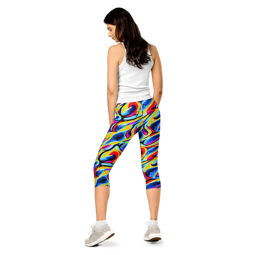 Electric Dreamscape on Capri Leggings — Back