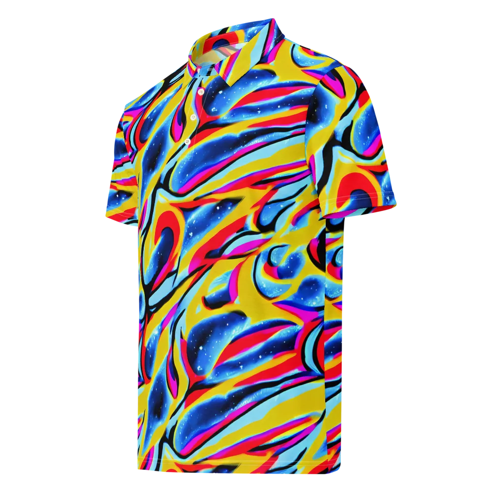Electric Dreamscape on Men's Slim Fit Polo Shirt — Left Front