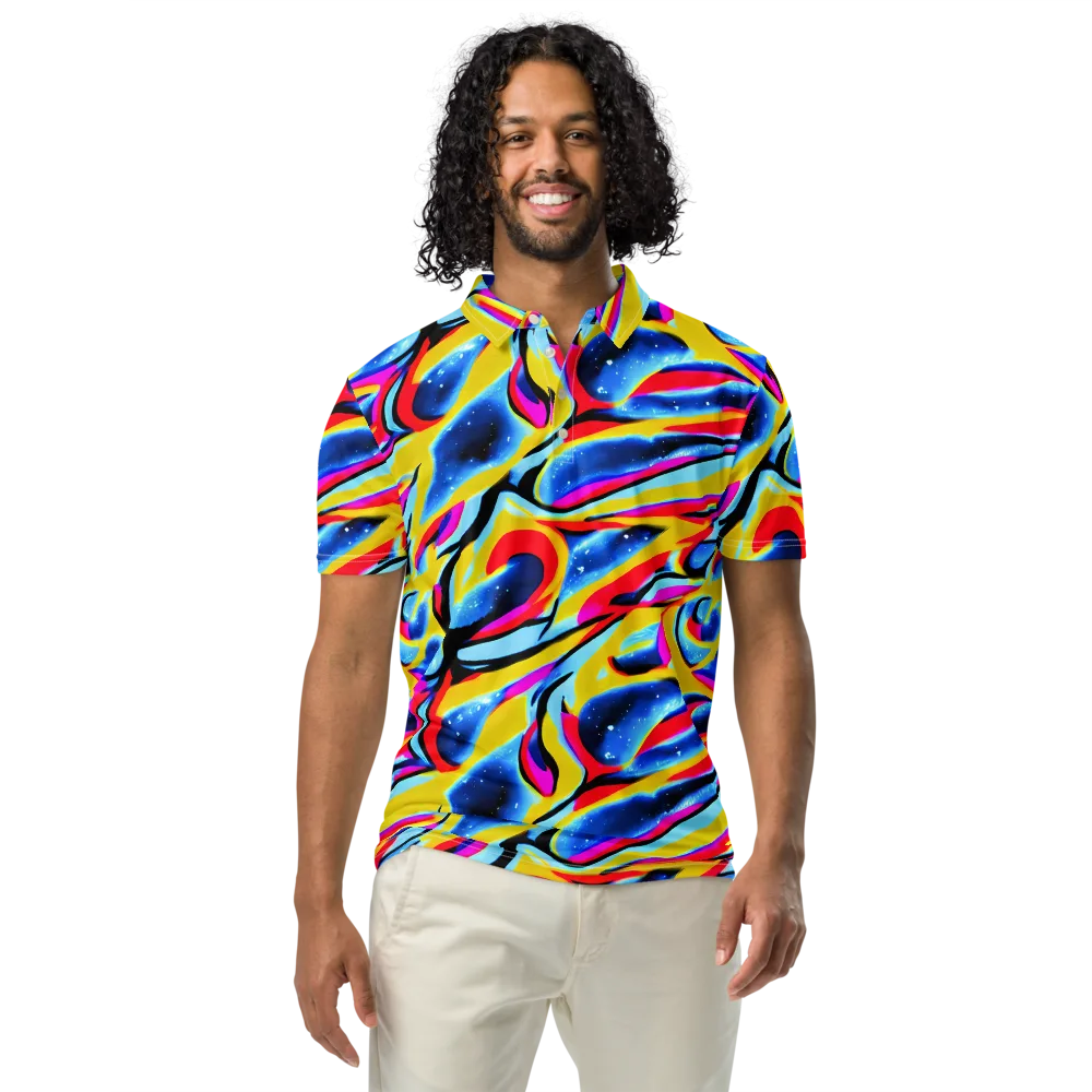 Electric Dreamscape on Men's Slim Fit Polo Shirt — Front