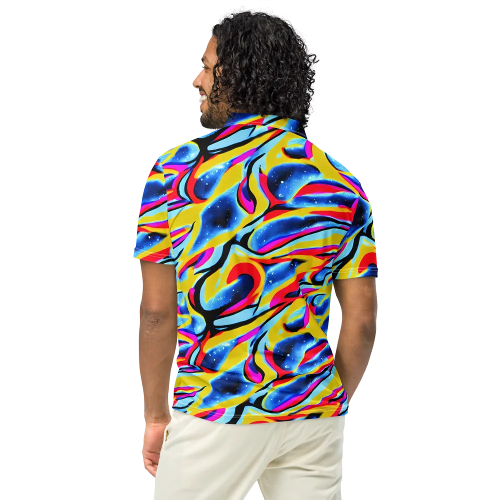 Electric Dreamscape on Men's Slim Fit Polo Shirt — Back