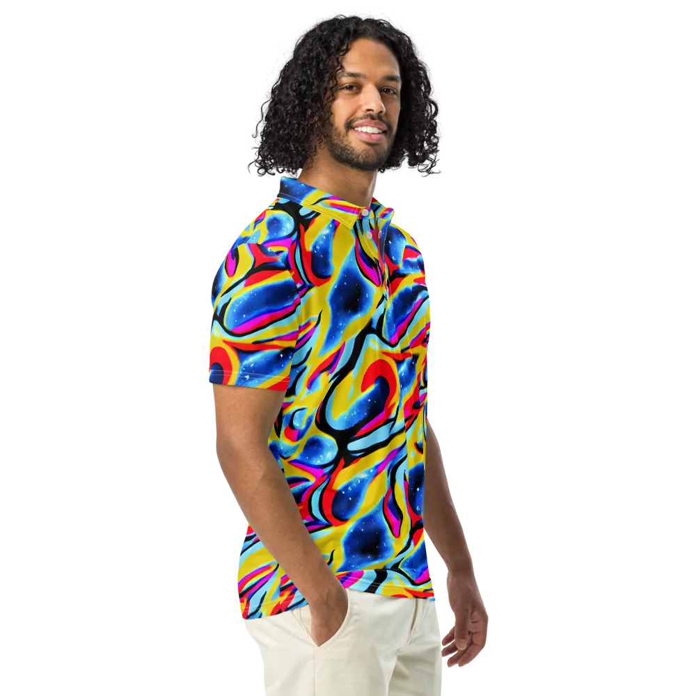 Electric Dreamscape on Men's Slim Fit Polo Shirt — Right Front
