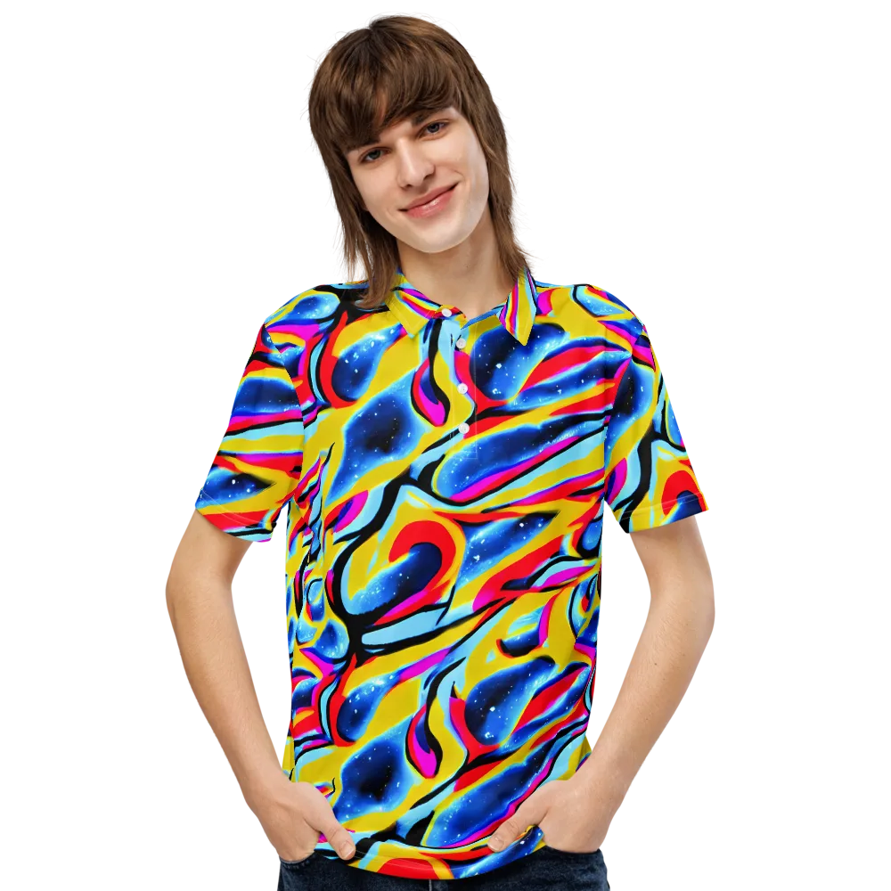 Electric Dreamscape on Men's Slim Fit Polo Shirt — Front