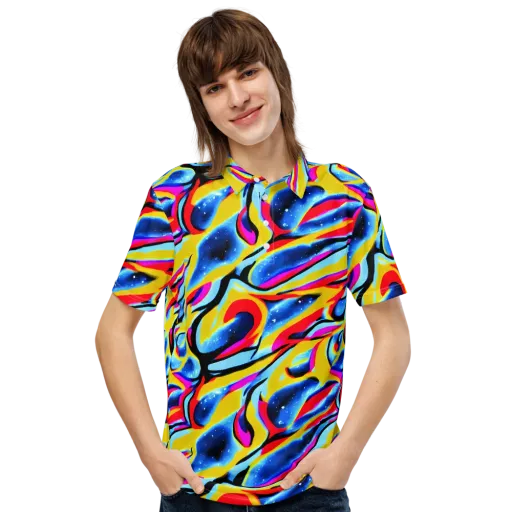 Electric Dreamscape on a Men's Slim Fit Polo Shirt