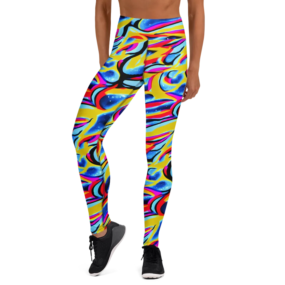 Electric Dreamscape on Yoga Leggings — Front