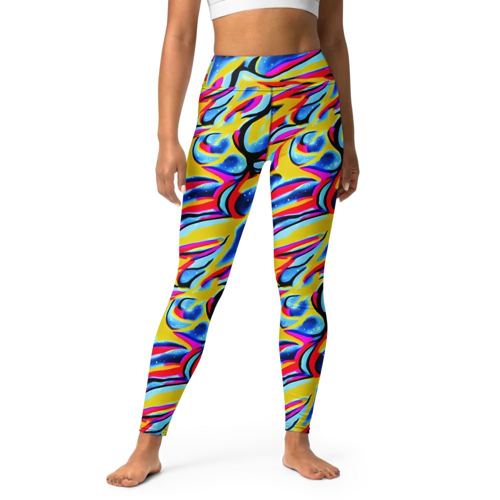 Electric Dreamscape on Yoga Leggings — Front