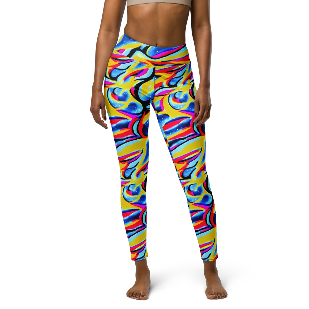 Electric Dreamscape on Yoga Leggings — Front