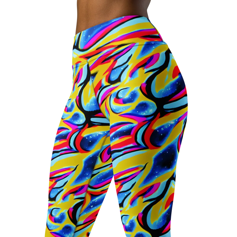 Electric Dreamscape on Yoga Leggings — Left Front