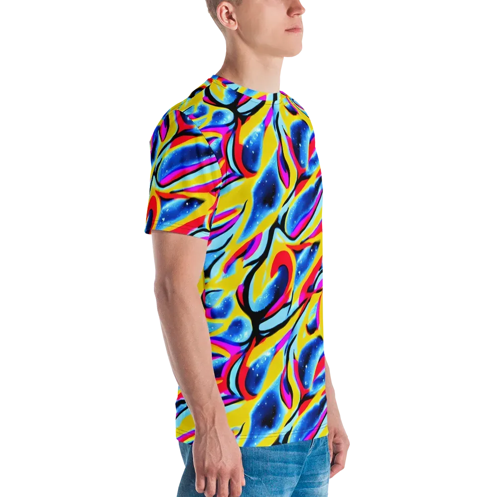 Electric Dreamscape on Men's Crew Neck T-Shirt — Right