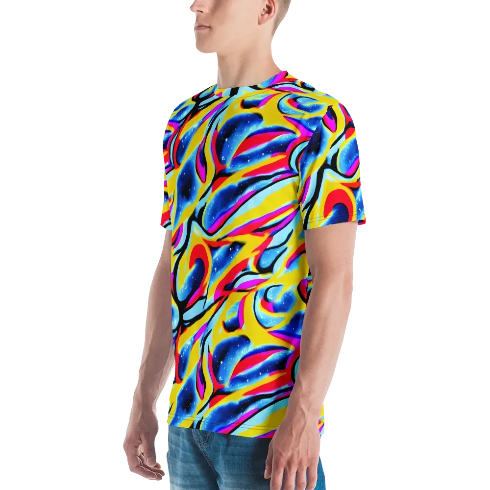 Electric Dreamscape on Men's Crew Neck T-Shirt — Left
