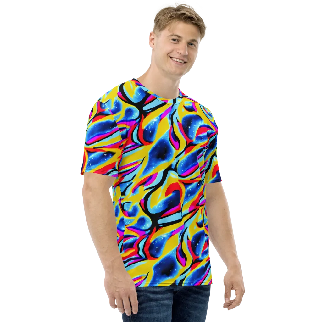 Electric Dreamscape on Men's Crew Neck T-Shirt — Right