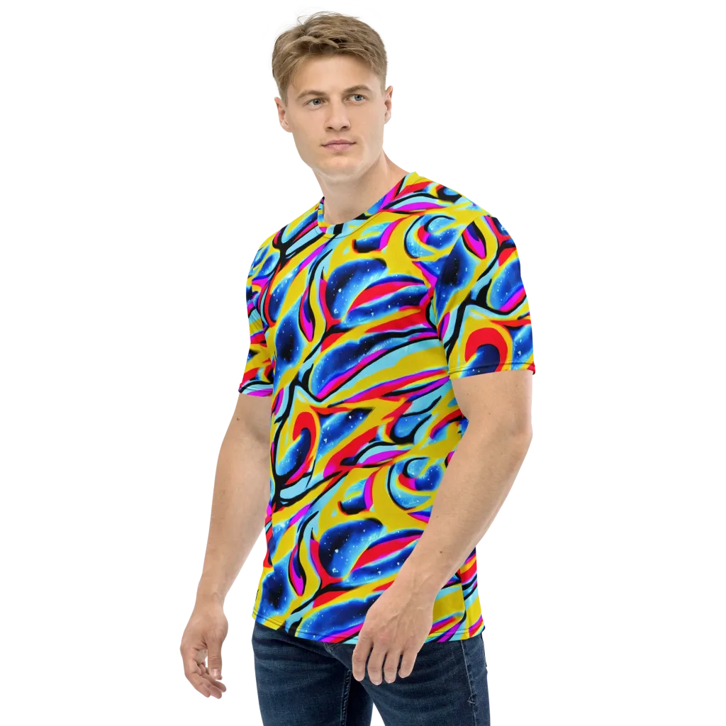 Electric Dreamscape on Men's Crew Neck T-Shirt — Left