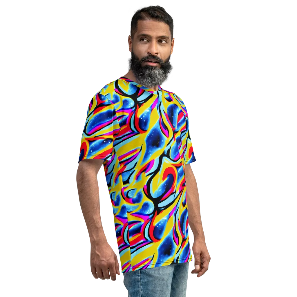 Electric Dreamscape on Men's Crew Neck T-Shirt — Right