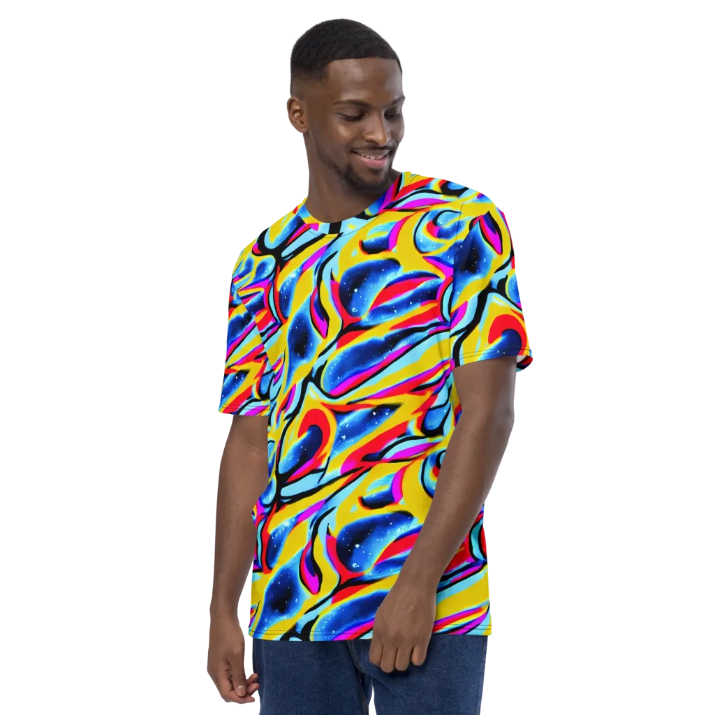 Electric Dreamscape on Men's Crew Neck T-Shirt — Left