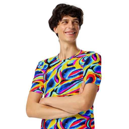 Electric Dreamscape on a Men's Crew Neck T-Shirt