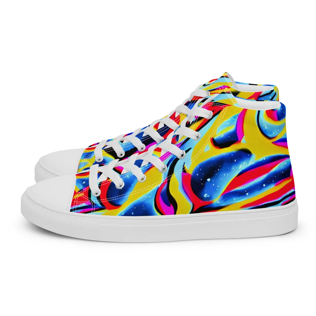 Electric Dreamscape on Men's High Top Canvas Shoes — Left