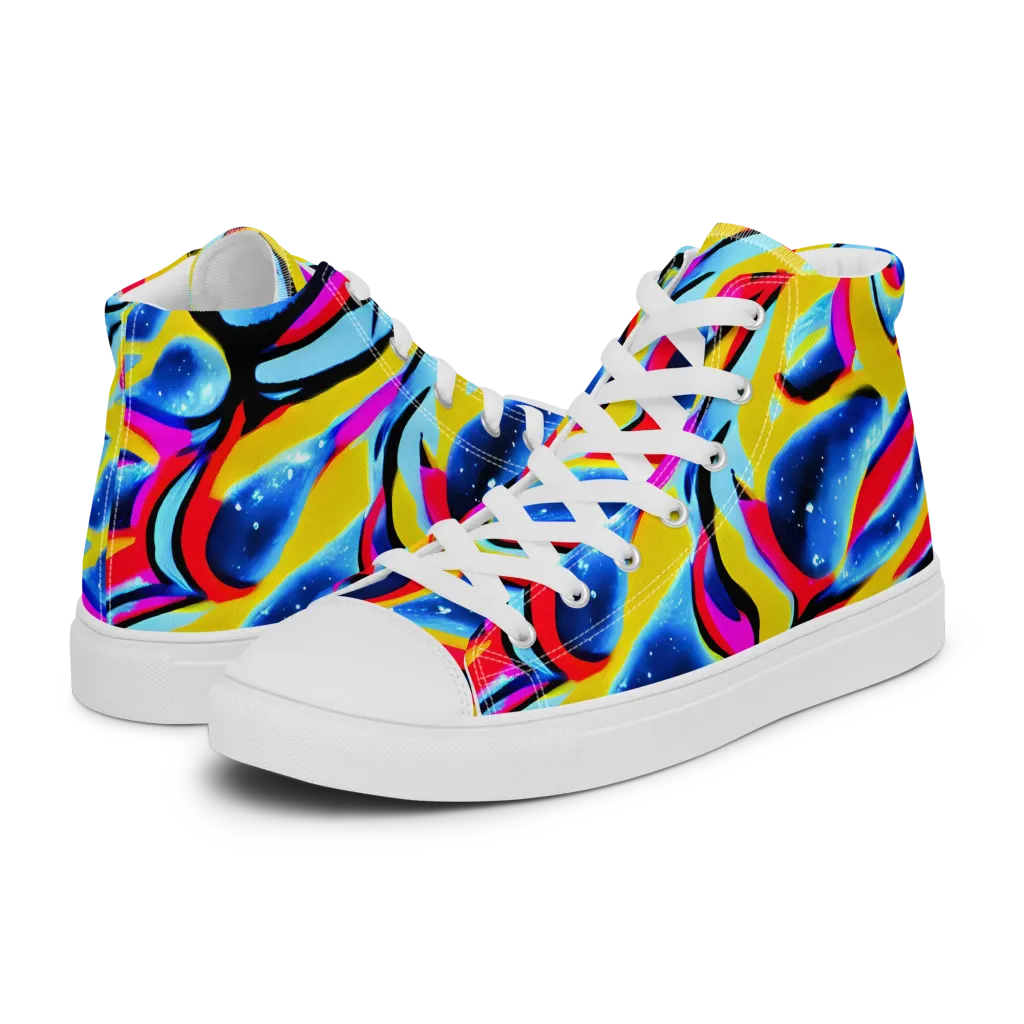 Electric Dreamscape on Men's High Top Canvas Shoes — Left