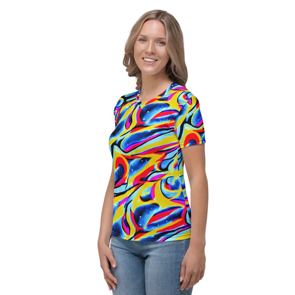 Electric Dreamscape on Women's Crew Neck T-Shirt — Left