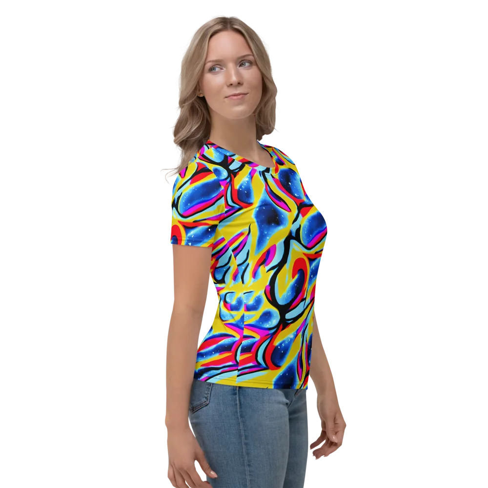 Electric Dreamscape on Women's Crew Neck T-Shirt — Right