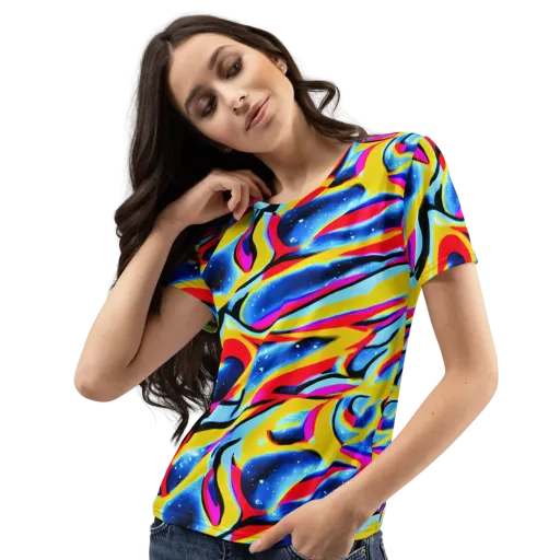 Electric Dreamscape on a Women's Crew Neck T-Shirt