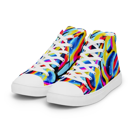 Electric Dreamscape on a Women's High Top Canvas Shoes