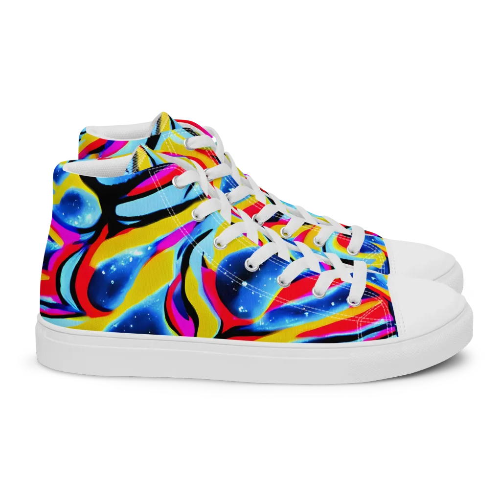 Electric Dreamscape on Women's High Top Canvas Shoes — Right