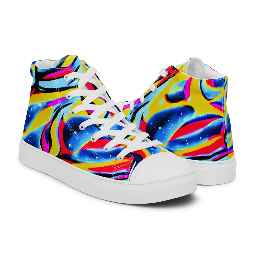 Electric Dreamscape on Women's High Top Canvas Shoes — Right