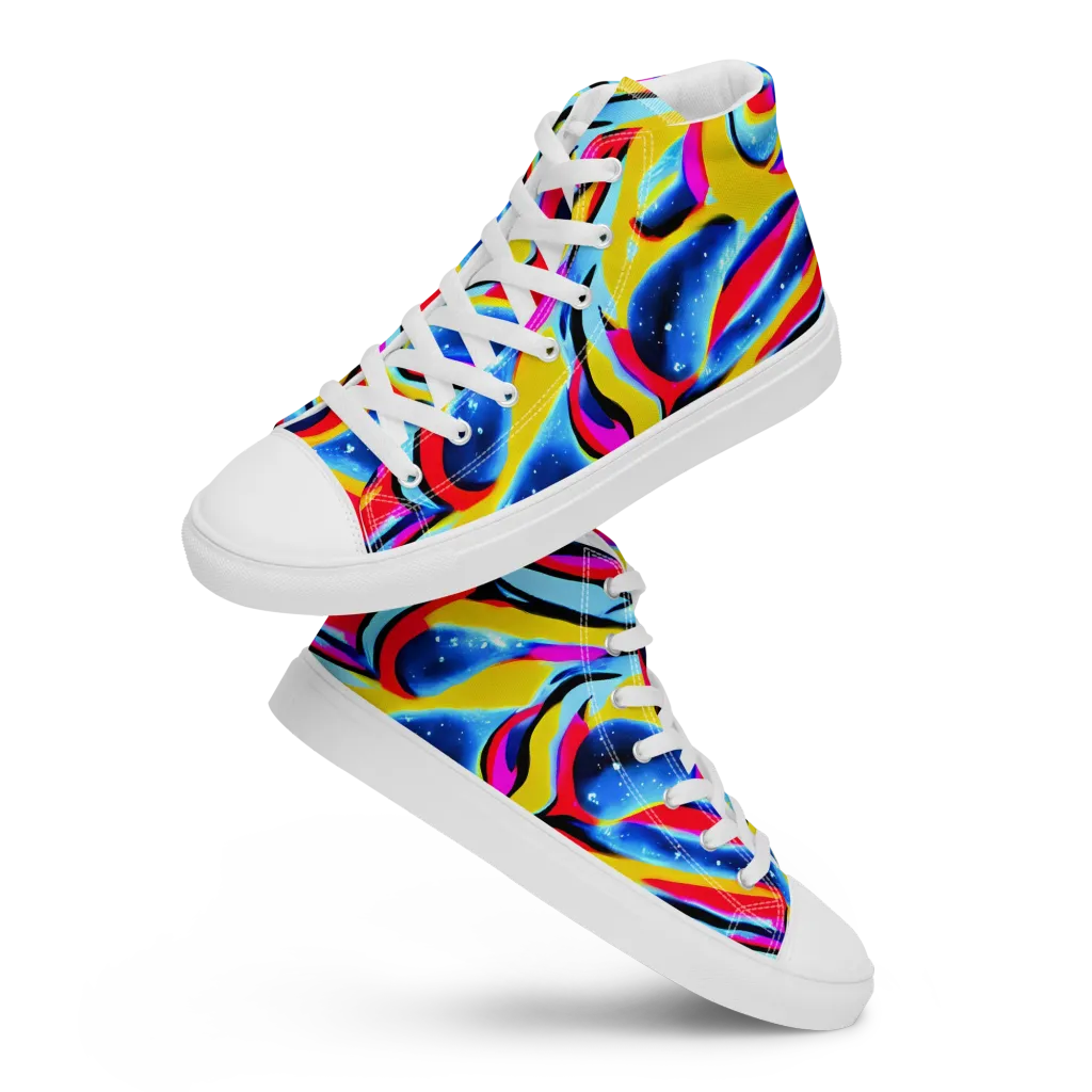 Electric Dreamscape on Women's High Top Canvas Shoes — Front