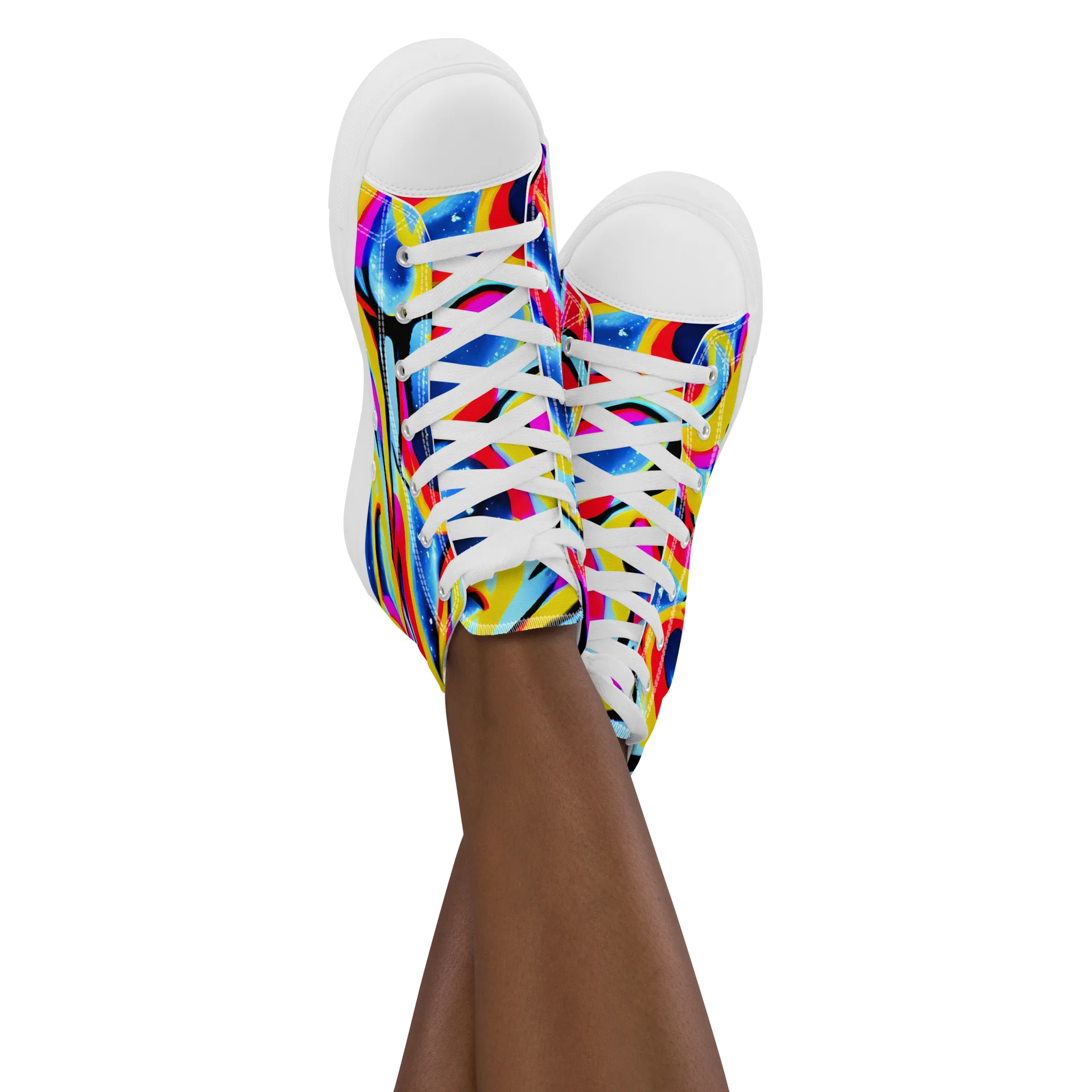 Electric Dreamscape on Women's High Top Canvas Shoes — Front