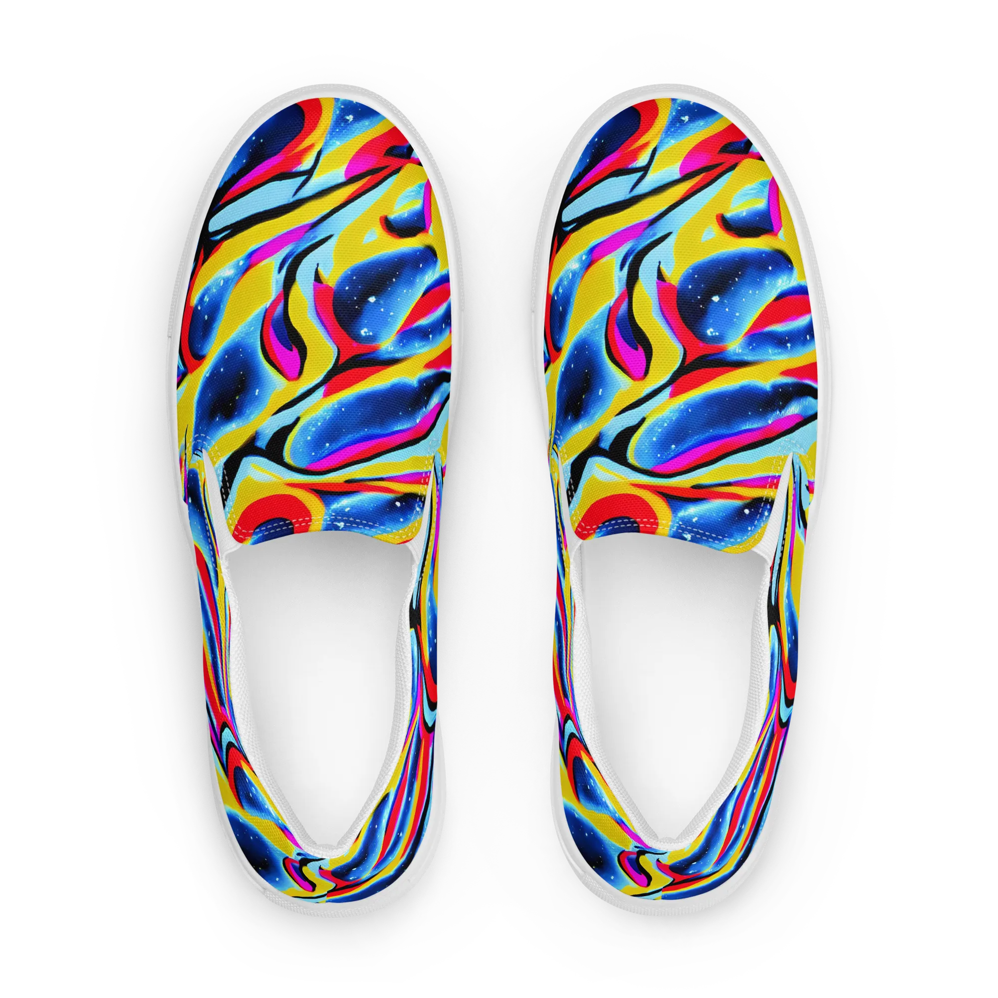 Electric Dreamscape on Women's Slip-On Canvas Shoes — Front
