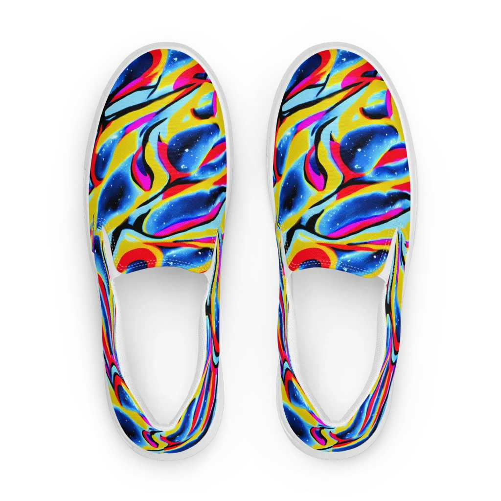 Electric Dreamscape on Women's Slip-On Canvas Shoes — Front