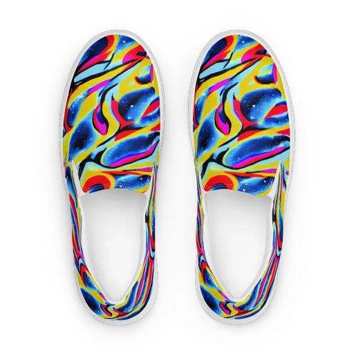 Electric Dreamscape on a Women's Slip-On Canvas Shoes