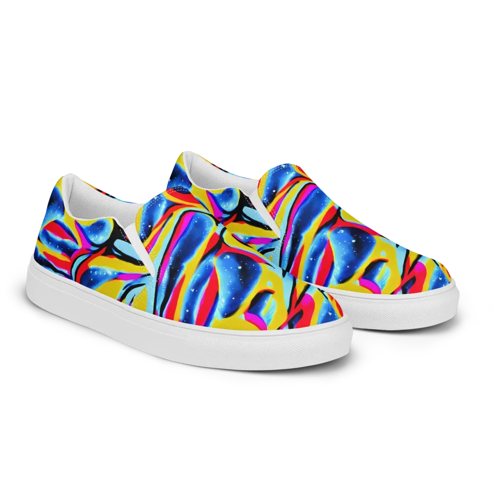 Electric Dreamscape on Women's Slip-On Canvas Shoes — Right Front