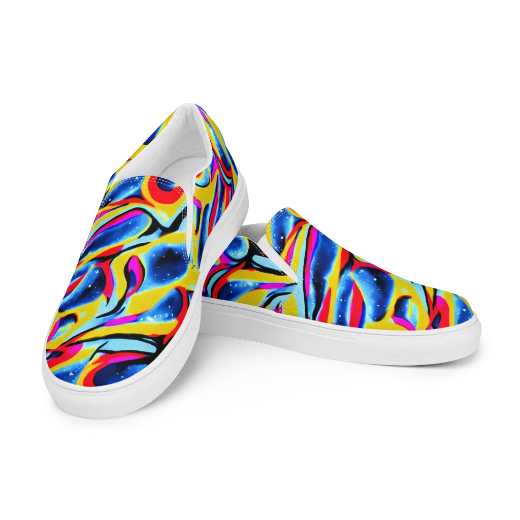 Electric Dreamscape on Women's Slip-On Canvas Shoes — Left Front