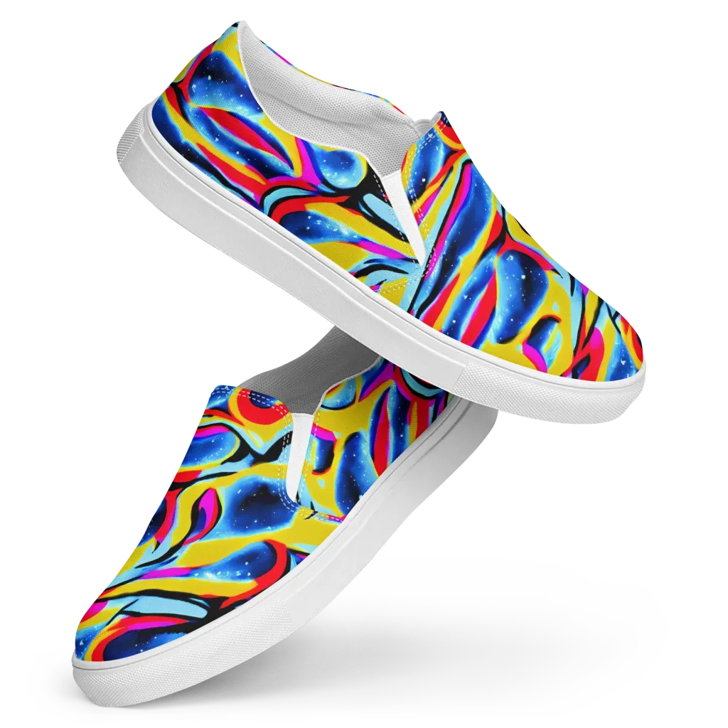 Electric Dreamscape on Women's Slip-On Canvas Shoes — Front