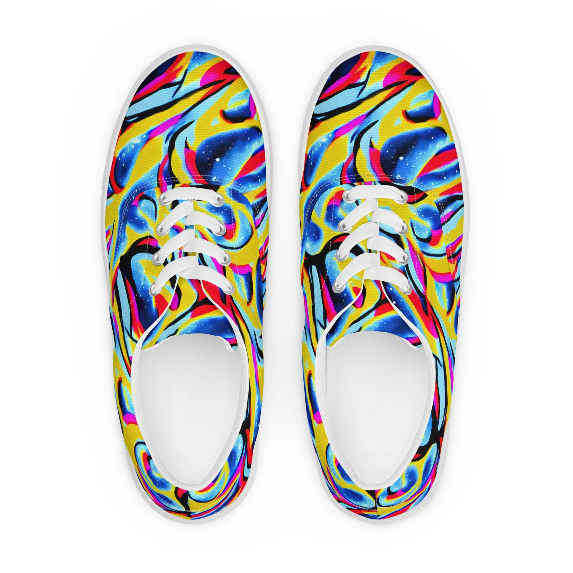 Electric Dreamscape on Men's Lace-Up Canvas Shoes — Front