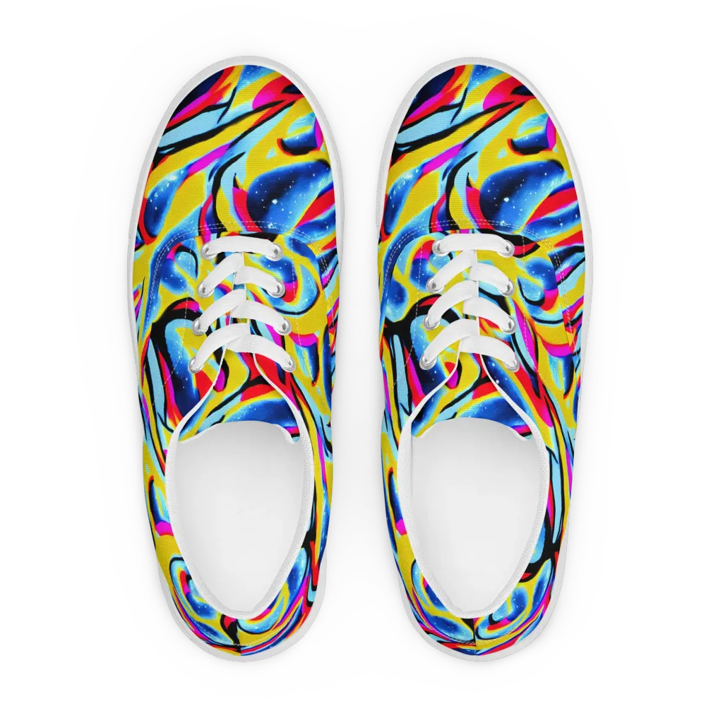 Electric Dreamscape on Men's Lace-Up Canvas Shoes — Front