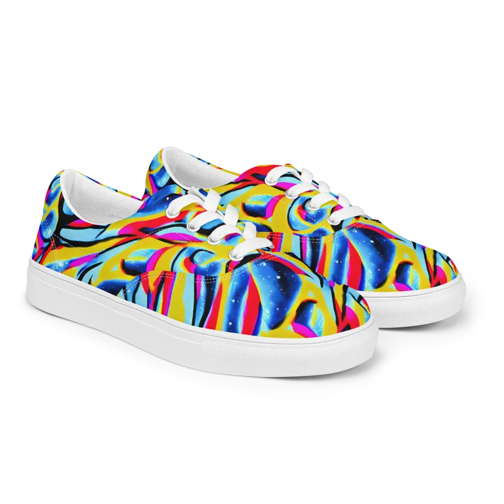 Electric Dreamscape on Men's Lace-Up Canvas Shoes — Right Front