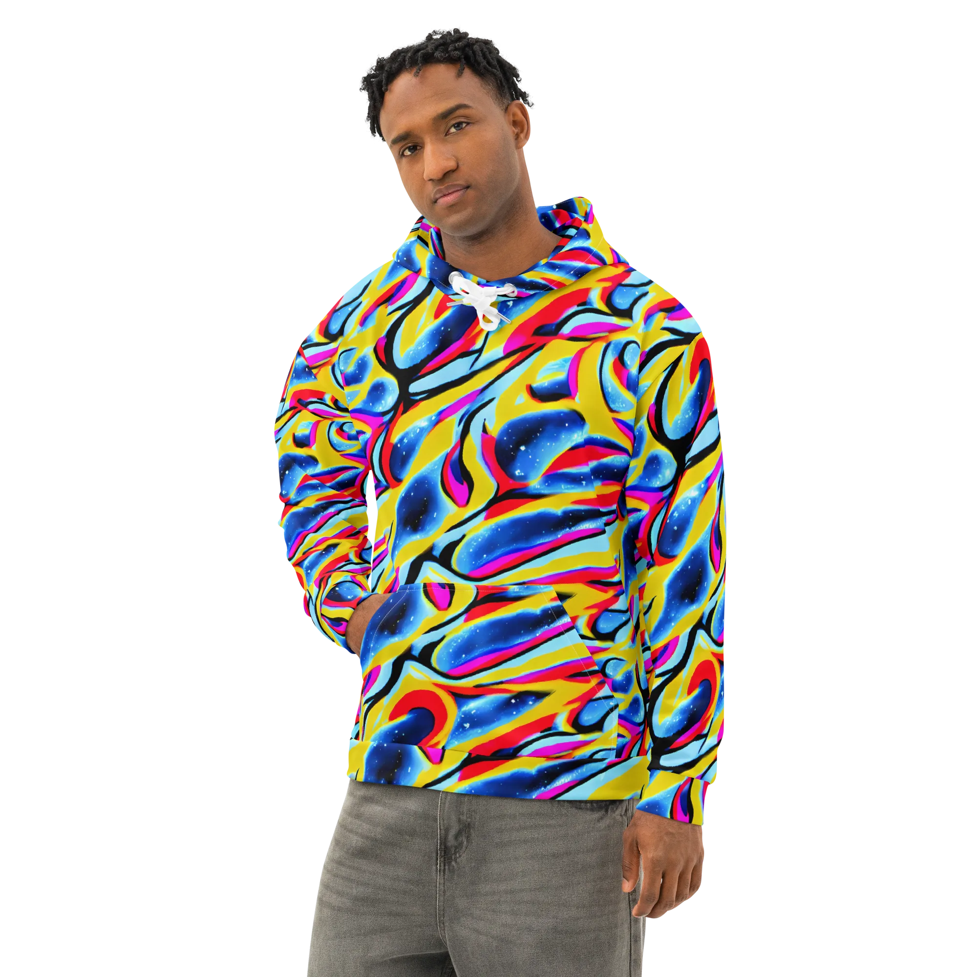Electric Dreamscape on Cotton Hoodie — Left Front