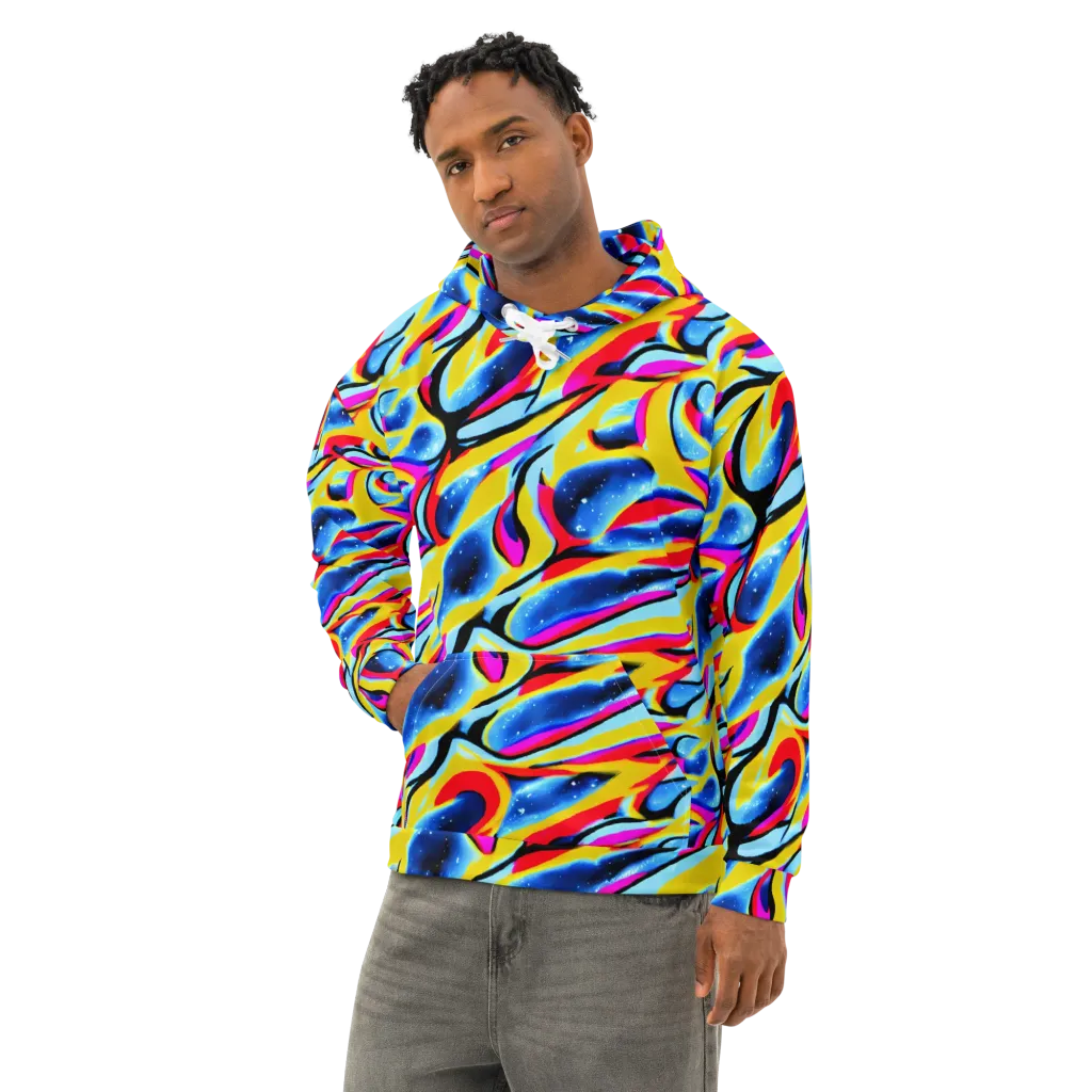 Electric Dreamscape on Cotton Hoodie — Left Front