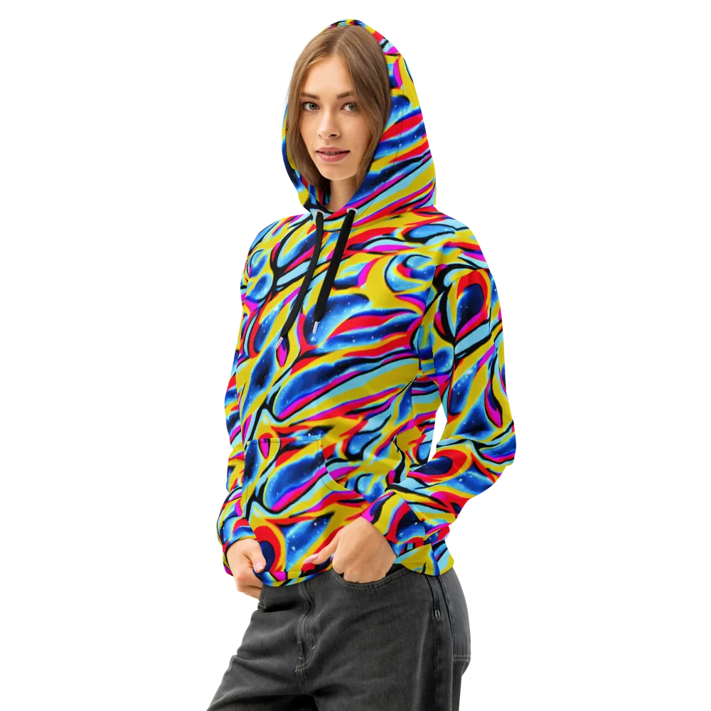 Electric Dreamscape on Cotton Hoodie — Left Front