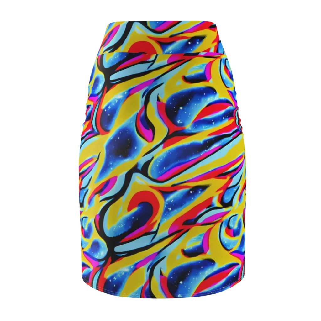 Electric Dreamscape on Pencil Skirt — Back