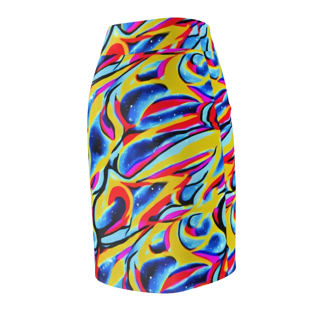 Electric Dreamscape on Pencil Skirt — Back Side