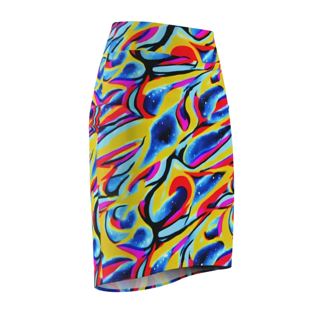 Electric Dreamscape on Pencil Skirt — Front Side
