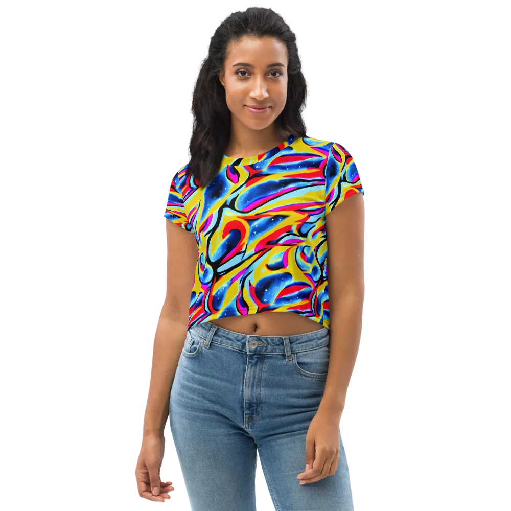 Electric Dreamscape on Crop Tee — Front