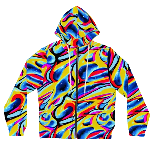 Electric Dreamscape on a Women's Full-Zip Hoodie