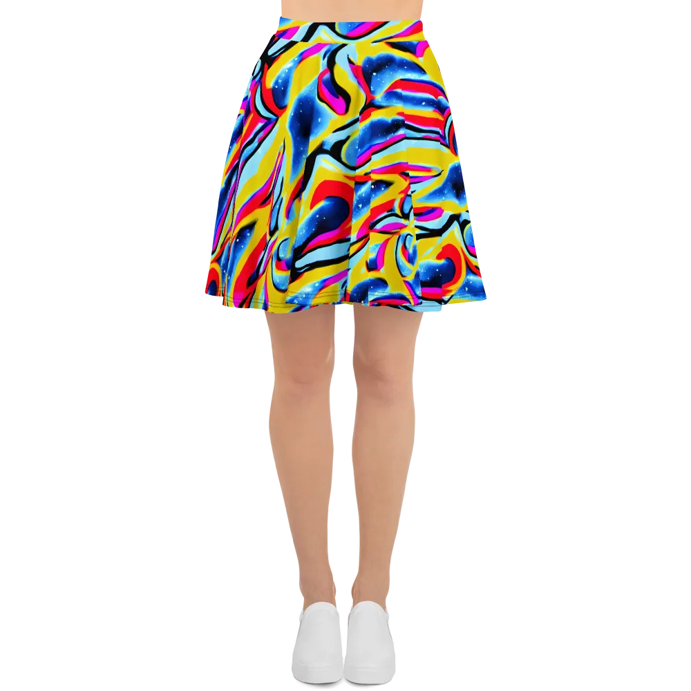 Electric Dreamscape on Skater Skirt — Front
