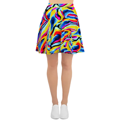 Electric Dreamscape on a Skater Skirt
