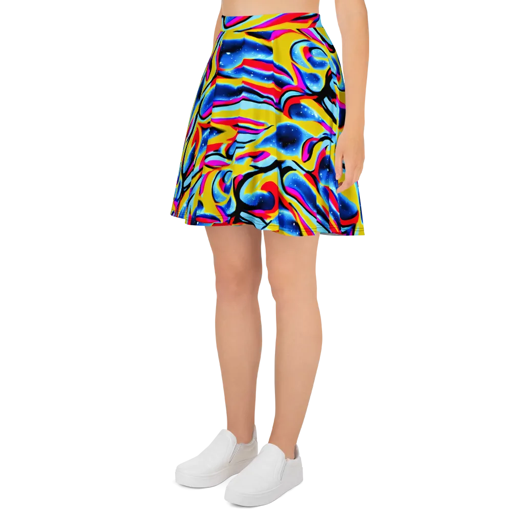 Electric Dreamscape on Skater Skirt — Left