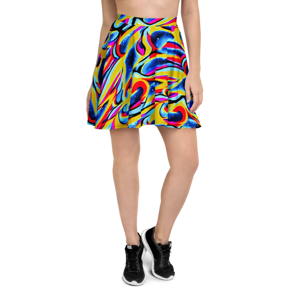 Electric Dreamscape on Skater Skirt — Front