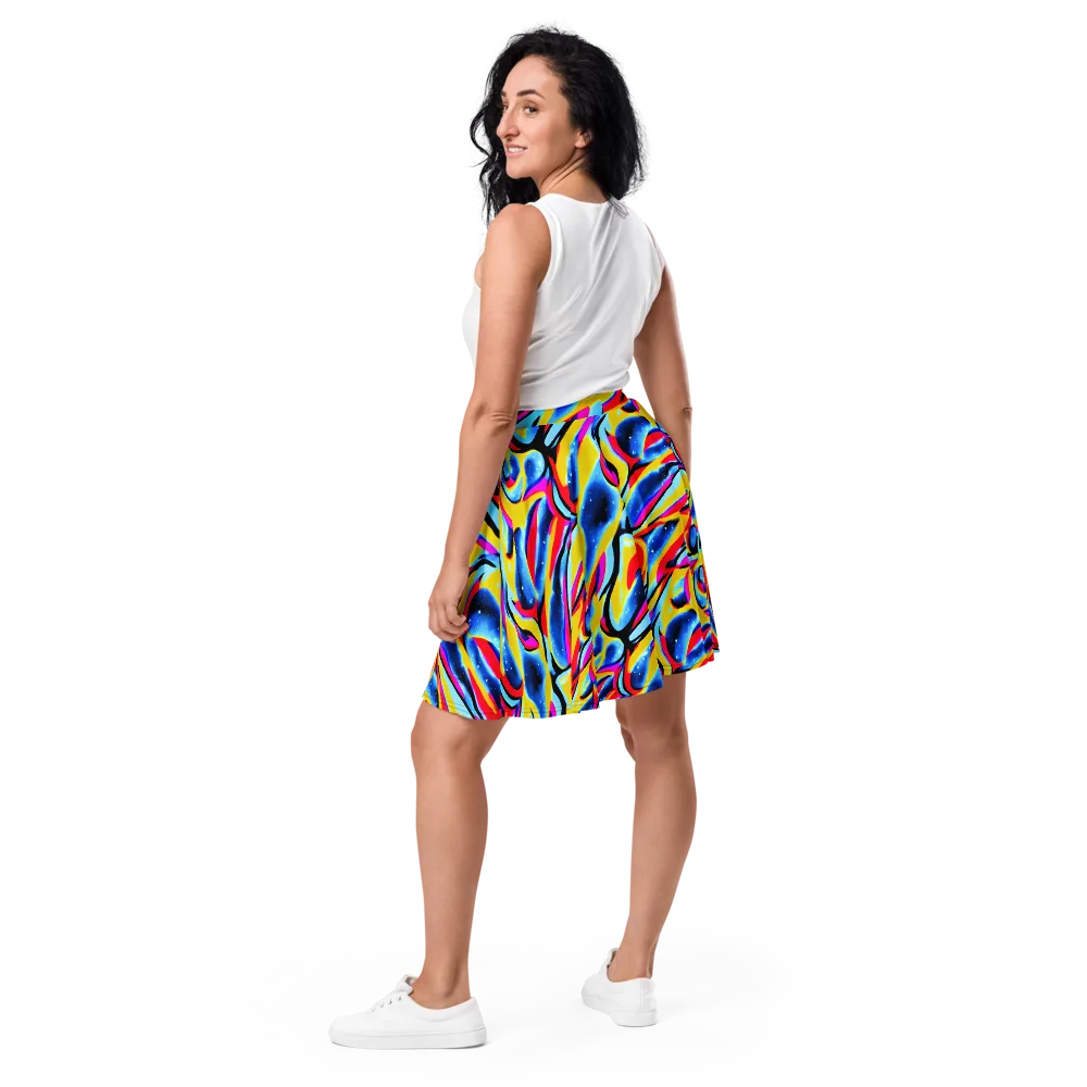 Electric Dreamscape on Skater Skirt — Back